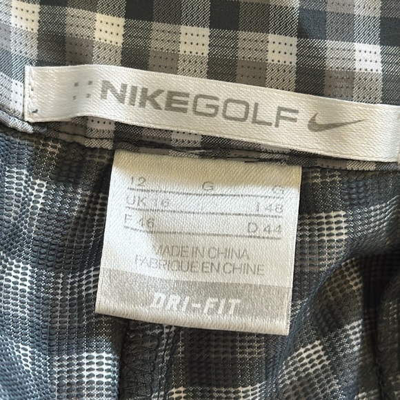 Nike Golf Athletic Dri Fit Green White Plaid Stretch Bermuda Shorts Womens 12 - Picture 8 of 9